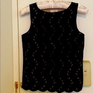 Laundry Black Eyelet Scalloped Top